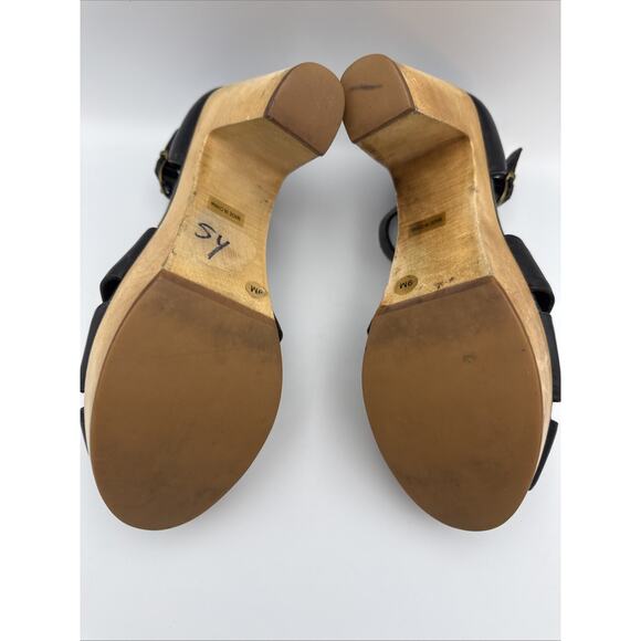 Madewell Andie Chunky Platform Wooden Strapy High Heels, Black, 9M - Picture 5 of 5